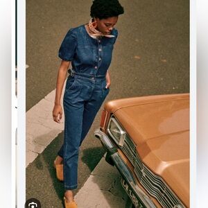 Sezane Blue Denim Jumpsuit